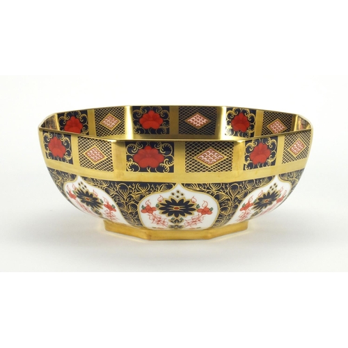 2136 - Royal Crown Derby old Imari pattern bowl with gold block design, factory marks and numbered 1128 to ... 