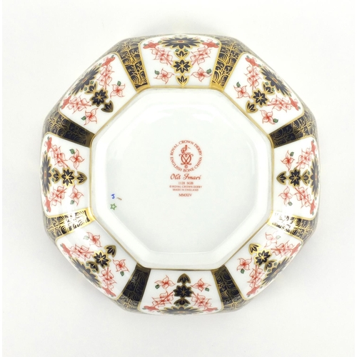 2136 - Royal Crown Derby old Imari pattern bowl with gold block design, factory marks and numbered 1128 to ... 