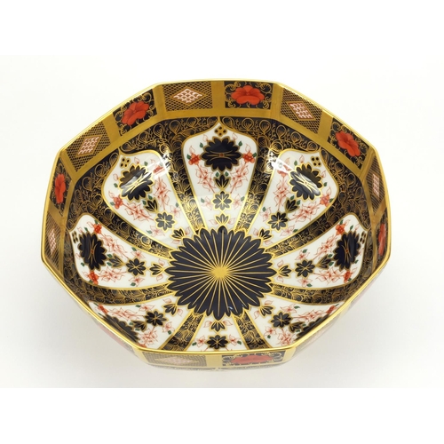 2135 - Large Royal Crown Derby old Imari pattern bowl with gold block design, factory marks and numbered 11... 