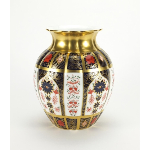 2133 - Royal Crown Derby old Imari pattern tulip vase with gold block design, factory marks and numbered 11... 