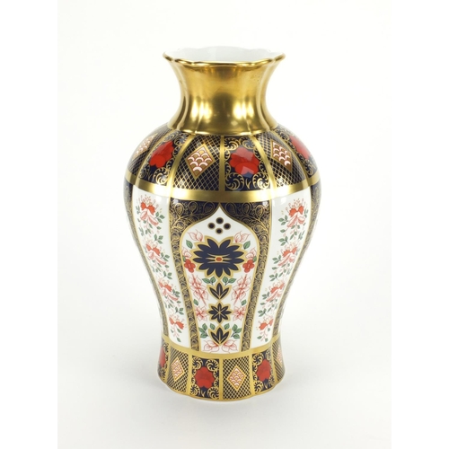 2129 - Large Royal Crown Derby old Imari pattern vase with gold block design, factory marks and numbered 11... 