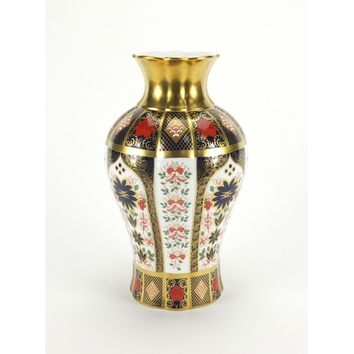 2129 - Large Royal Crown Derby old Imari pattern vase with gold block design, factory marks and numbered 11... 