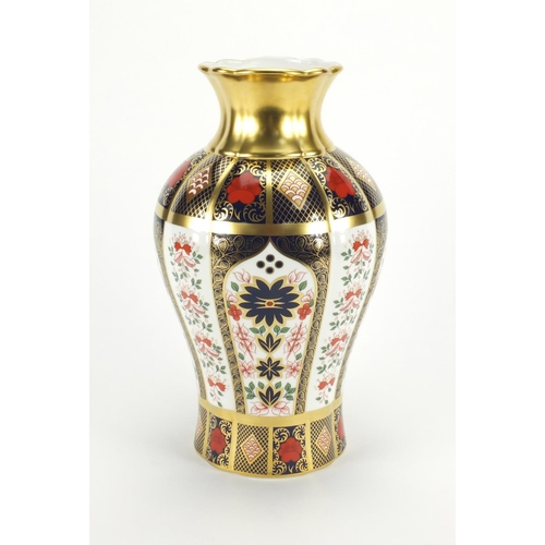 2128 - Large Royal Crown Derby old Imari pattern vase with gold block design, factory marks and numbered 11... 