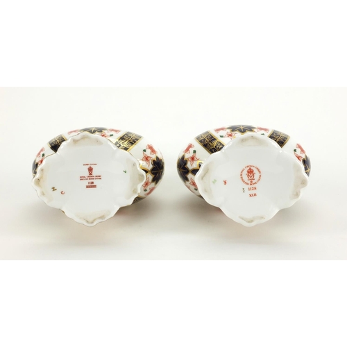 2138 - Pair of Royal Crown Derby old Imari pattern ewers with gold block design, factory marks and numbered... 