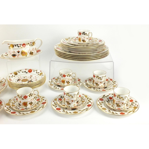 2193 - Royal Crown Derby Asian roses pattern dinner/teaware including coffee cans and saucers, dinner plate... 