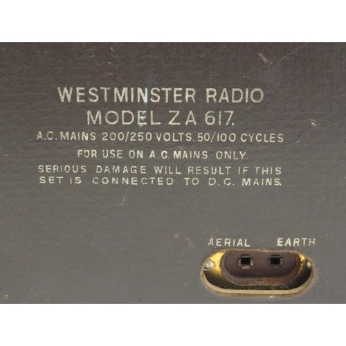 2211 - Vintage Westminster brown Bakelite radio, model ZA 617, 50cm wide