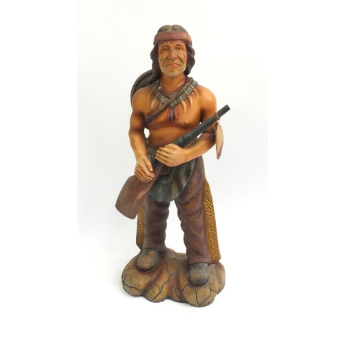 2105 - Floor standing figure of an Indian Warrior, 93cm high