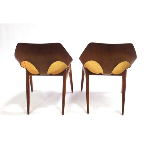 2063 - Pair of 1950's Danish Jason chairs designed by Karl Jacobs and Frank Guille for Kandya, stamped to t... 