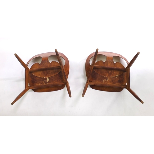 2063 - Pair of 1950's Danish Jason chairs designed by Karl Jacobs and Frank Guille for Kandya, stamped to t... 