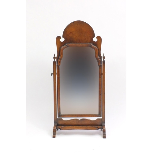 2013 - Victorian walnut swing mirror with urn shaped finials, 91cm high x 43cm wide