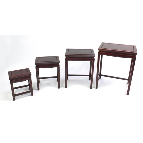 2074 - Chinese quartetto nest of hardwood tables, the largest 67cm high x 52cm wide x 36cm deep