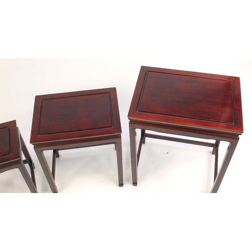 2074 - Chinese quartetto nest of hardwood tables, the largest 67cm high x 52cm wide x 36cm deep