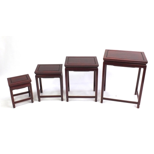 2074 - Chinese quartetto nest of hardwood tables, the largest 67cm high x 52cm wide x 36cm deep