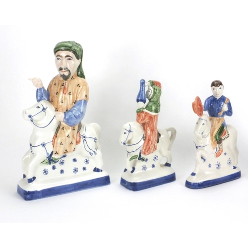 2250 - Four Rye pottery Canterbury Tales figures, one with paper label to the base, each with factory marks... 