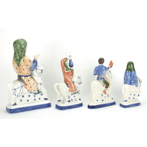 2250 - Four Rye pottery Canterbury Tales figures, one with paper label to the base, each with factory marks... 