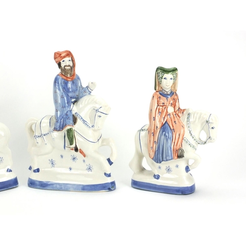 2251 - Four Rye pottery Canterbury Tales figures, each with factory marks to the base, the largest 25cm hig... 