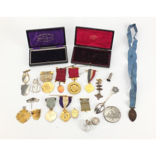 224 - Masonic Royal order of Buffalos and other jewels and related jewellery including part silver and har... 