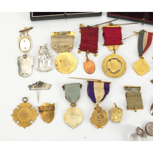 224 - Masonic Royal order of Buffalos and other jewels and related jewellery including part silver and har... 