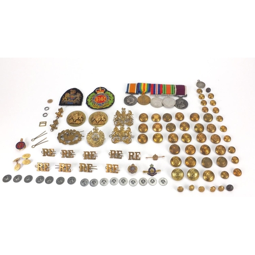 245 - British Military World War I and World War II medal group, with badges, pips and insignia, awarded t... 