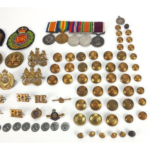 245 - British Military World War I and World War II medal group, with badges, pips and insignia, awarded t... 