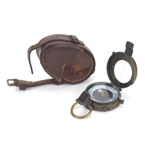 270 - British Military World War I  Short & mason of London compass with leather case, numbered 13432 to t... 