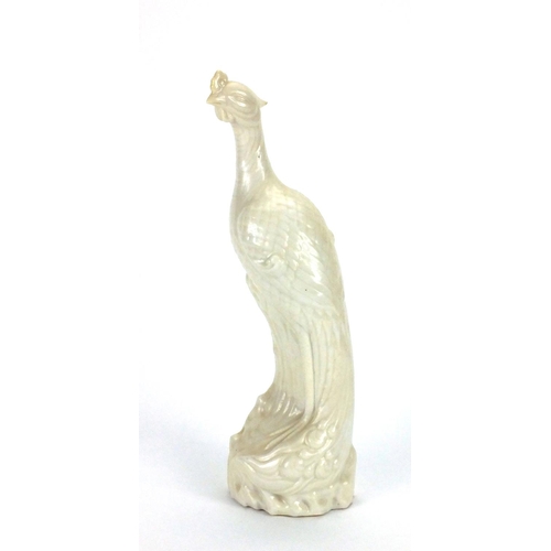 529 - Chinese Blanc De Chine peacock, 34cm high