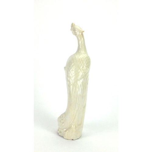 529 - Chinese Blanc De Chine peacock, 34cm high