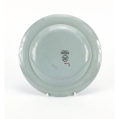 739 - Wedgwood travel plate, designed by Eric Ravilious, factory marks to the reverse, 17.5cm in diameter