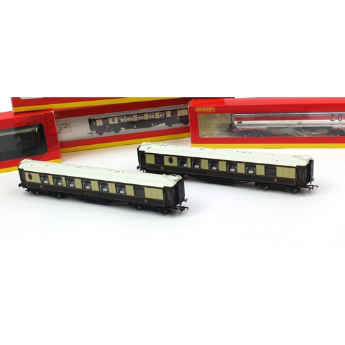 420 - Four Hornby OO gauge rolling stock, carriages and wagons comprising Hornby 2000, first class kitchen... 