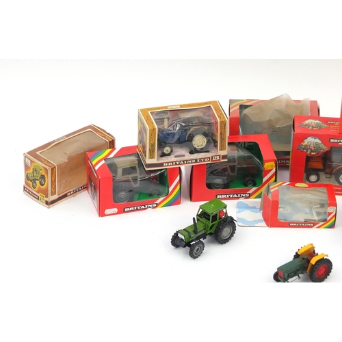 436 - Eleven Britain's Autoway tractors, all boxed, including Mercedes Benz tractor 9525, Volvo tractor wi... 