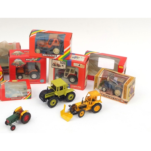 436 - Eleven Britain's Autoway tractors, all boxed, including Mercedes Benz tractor 9525, Volvo tractor wi... 