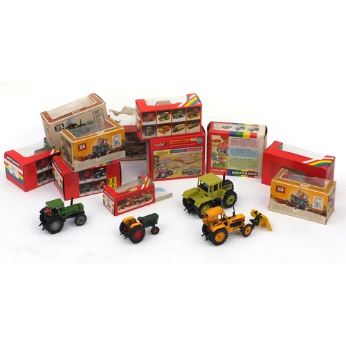 436 - Eleven Britain's Autoway tractors, all boxed, including Mercedes Benz tractor 9525, Volvo tractor wi... 