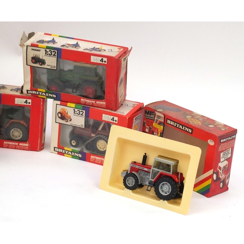 441 - Seven Britain's tractors, all boxed, including two Massey Ferguson tractor's 9520, Fendt 615 Lsa tra... 