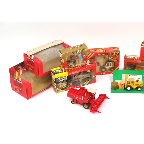 444 - Nine Britain's construction and agricultural vehicles and accessories, all boxed, including motorize... 