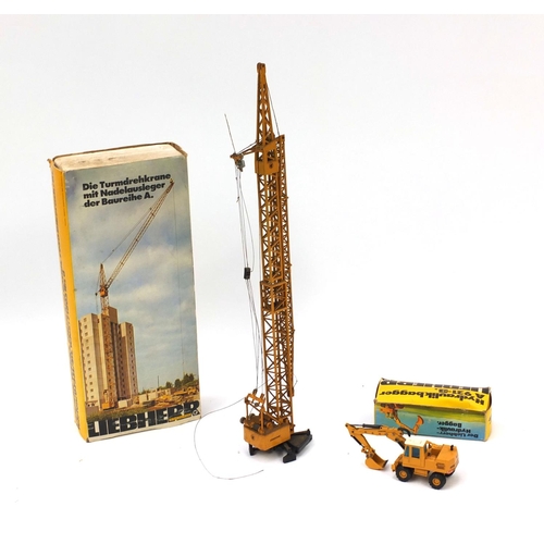 456 - Liebherr crane and hydraulic bagger, both boxed, the digger model 2821