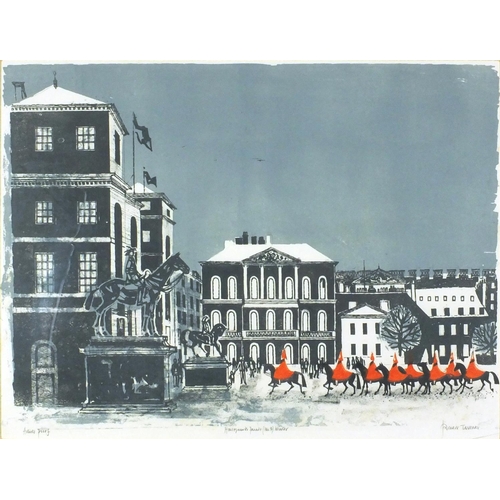 1259 - Robert Tavener - Horse Guards Parade No.3 Winter, pencil signed artist proof lithograph, mounted and... 