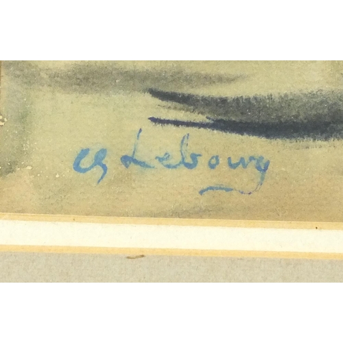 2094 - Watercolour onto card, continental canal, bearing a signature, Lebourg, label verso, mounted and fra... 