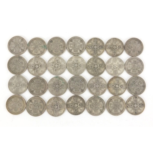 2577 - British pre decimal pre 1947 florins, approximate weight 302.0g