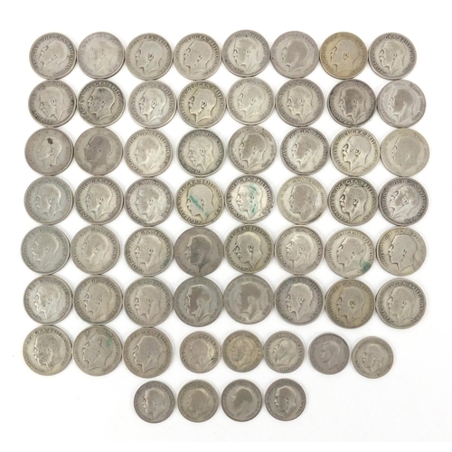 2574 - British pre decimal pre 1947 coins including six pence's and shillings, approximate weight 301.0g