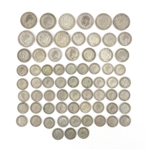 2574 - British pre decimal pre 1947 coins including six pence's and shillings, approximate weight 301.0g