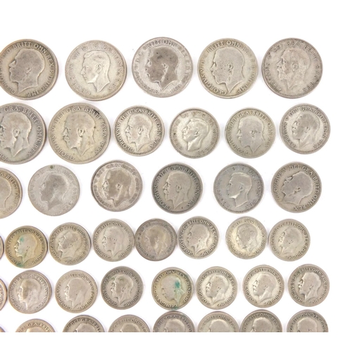 2574 - British pre decimal pre 1947 coins including six pence's and shillings, approximate weight 301.0g