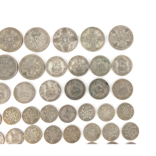 2574 - British pre decimal pre 1947 coins including six pence's and shillings, approximate weight 301.0g