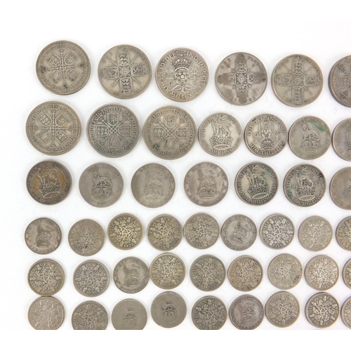 2574 - British pre decimal pre 1947 coins including six pence's and shillings, approximate weight 301.0g