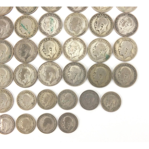 2574 - British pre decimal pre 1947 coins including six pence's and shillings, approximate weight 301.0g