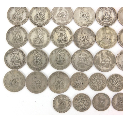 2574 - British pre decimal pre 1947 coins including six pence's and shillings, approximate weight 301.0g