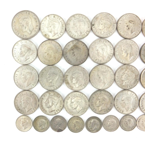 2589 - British pre decimal pre 1947 coins including two shillings, half crowns and six pence's, approximate... 