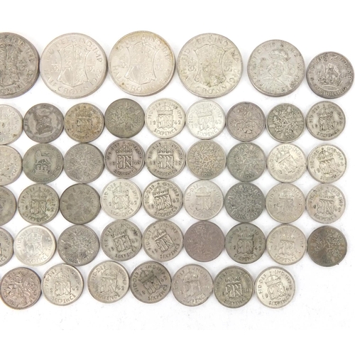 2575 - British pre decimal pre 1947 coins including half crowns, shillings and six pence's, approximate wei... 