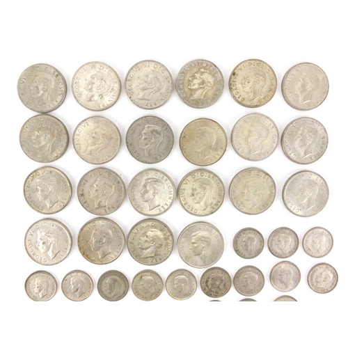 2580 - British pre decimal pre 1947 coins including two shillings and six pence's, approximate weight 301.0... 