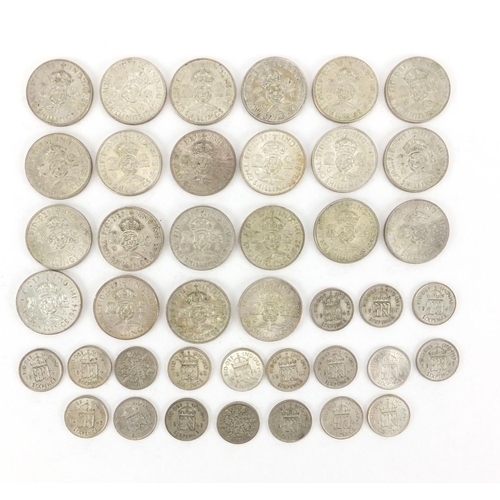 2580 - British pre decimal pre 1947 coins including two shillings and six pence's, approximate weight 301.0... 