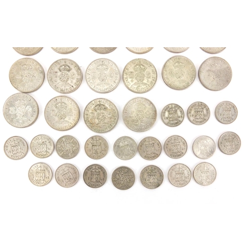 2580 - British pre decimal pre 1947 coins including two shillings and six pence's, approximate weight 301.0... 